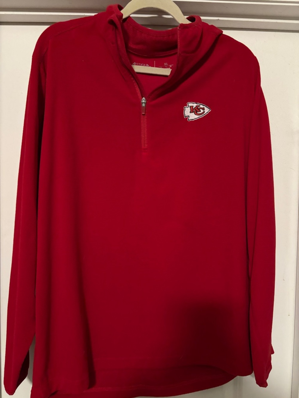 Antigua Kansas City Chiefs Red Quarter-Zip Sweater